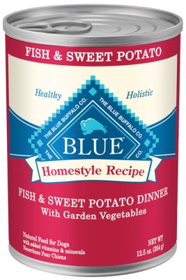 Blue Buffalo Homestyle Recipe Fish & Sweet Potato Dinner with Garden Vegetables Canned Dog Food, 12.5-oz, case of 12