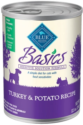 Blue Buffalo Basics Limited Ingredient Grain-Free Turkey & Potato Recipe Adult Canned Dog Food, 12.5-oz, case of 12