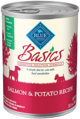 Blue Buffalo Basics Limited Ingredient Grain-Free Salmon & Potato Recipe Adult Canned Dog Food, 12.5-oz, case of 12