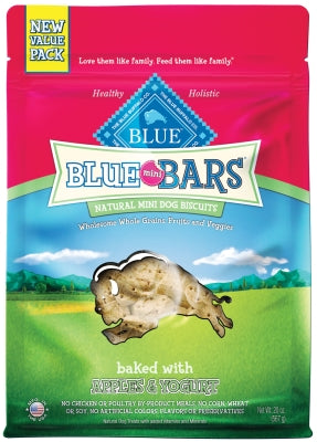 Blue Buffalo Blue Mini Bars Value Size Apple & Yogurt Natural Biscuits Dog Treats, 20-oz bag