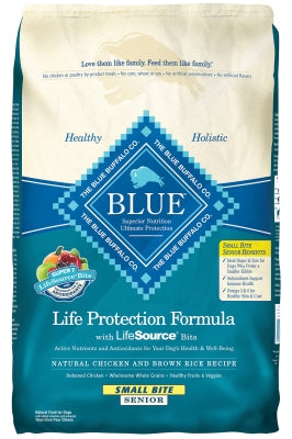 Blue Buffalo Life Protection Formula Small Bite Senior Chicken & Brown Rice Recipe Dry Dog Food, 15-lb bag