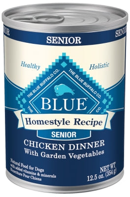 Blue Buffalo Homestyle Recipe Senior Chicken Dinner with Garden Vegetables Canned Dog Food, 12.5-oz, case of 12