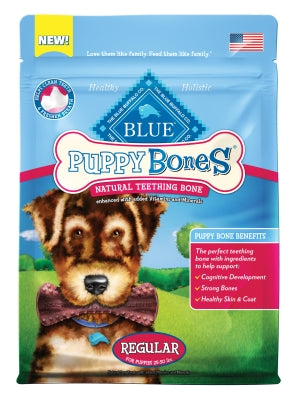 Blue Buffalo Blue Puppy Bones Regular Dental Chews Dog Treats, 8 Regular Bones, 12-oz bag