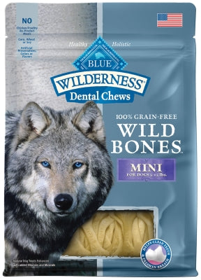 Blue Buffalo Wilderness Wild Bones Mini Dental Chews Grain-Free Dog Treats, 10-oz bag