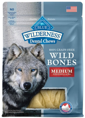 Blue Buffalo Wilderness Wild Bones Medium Dental Chews Grain-Free Dog Treats, 10-oz bag