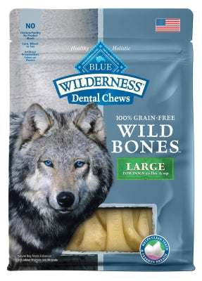 Blue Buffalo Wilderness Wild Bones Large Dental Chews Grain-Free Dog Treats, 10-oz bag