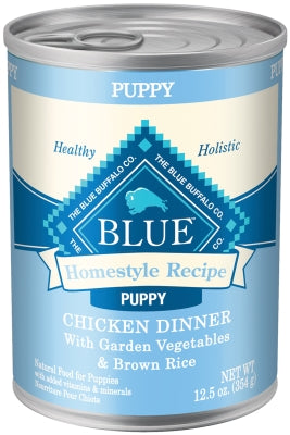 Blue Buffalo Homestyle Recipe Puppy Chicken Dinner with Garden Vegetables Canned Dog Food, 12.5-oz, case of 12