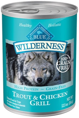 Blue Buffalo Wilderness Trout & Chicken Grill Grain-Free Adult Canned Dog Food, 12.5-oz, case of 12