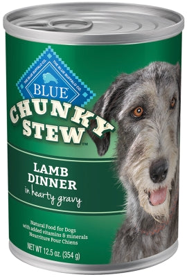 Blue Buffalo Chunky Stew Lamb Dinner in Hearty Gravy Grain-Free Canned Dog Food, 12.5-oz, case of 12