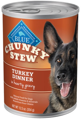 Blue Buffalo Chunky Stew Turkey Dinner in Hearty Gravy Grain-Free Canned Dog Food, 12.5-oz, case of 12