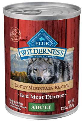 Blue Buffalo Wilderness Rocky Mountain Recipe Red Meat Dinner Grain-Free Adult Canned Dog Food, 12.5-oz, case of 12