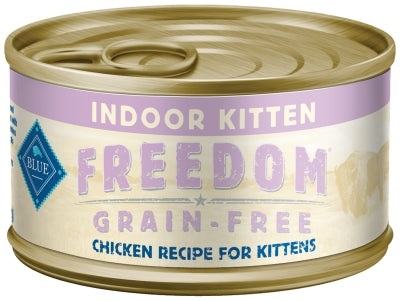 Blue Buffalo Freedom Indoor Kitten Chicken Recipe Grain-Free Canned Cat Food, 3-oz, case of 24