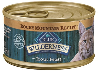 Blue Buffalo Wilderness Rocky Mountain Recipe Trout Feast Adult Grain-Free Canned Cat Food, 5.5-oz, case of 24