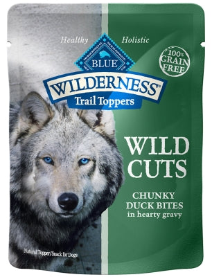 Blue Buffalo Wilderness Trail Toppers Wild Cuts Chunky Duck Bites in Hearty Gravy Grain-Free Dog Food Topper, 3-oz, case of 24