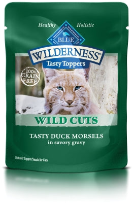 Blue Buffalo Wilderness Tasty Toppers Wild Cuts Tasty Duck Morsels in Savory Gravy Grain-Free Cat Food Topper, 3-oz, case of 24