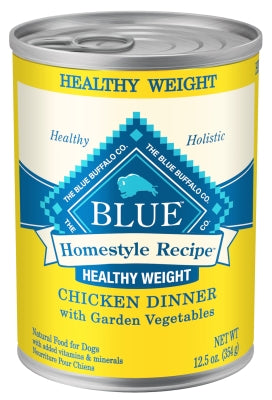 Blue Buffalo Homestyle Recipe Healthy Weight Chicken Dinner with Garden Vegetables & Brown Rice Canned Dog Food, 12.5-oz, case of 12