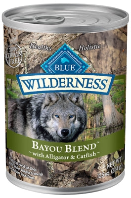 Blue Buffalo Wilderness Bayou Blend with Alligator & Catfish Grain-Free Canned Dog Food, 12.5-oz, case of 12