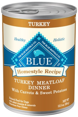 Blue Buffalo Homestyle Recipe Turkey Meatloaf Dinner with Garden Vegetables Canned Dog Food, 12.5-oz, case of 12