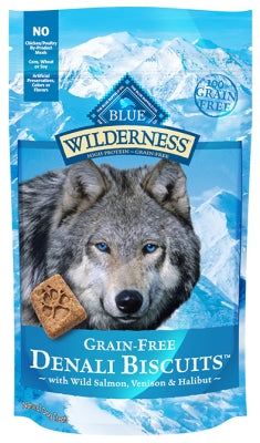 Blue Buffalo Wilderness Denali Biscuits with Wild Salmon, Venison, & Halibut Grain-Free Dog Treats, 8-oz bag