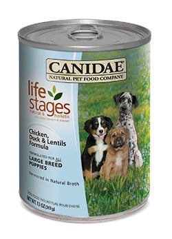 Canidae Life Stages Chicken, Duck & Lentils Formula Large Breed Puppy Canned Dog Food, 13-oz, case of 12