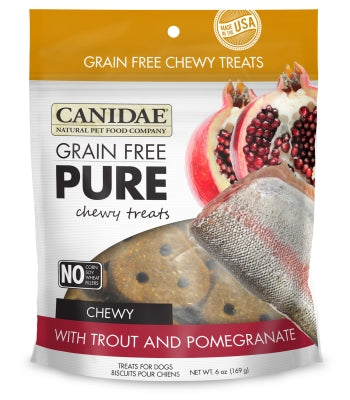Canidae Grain-Free PURE Trout & Pomegranate Chewy Dog Treats, 6-oz bag
