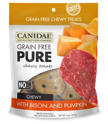 Canidae Grain-Free PURE Bison & Pumpkin Chewy Dog Treats, 6-oz bag