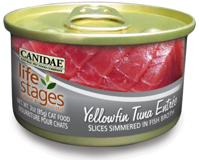 Canidae Life Stages Yellowfin Tuna Entrée with Slices Simmered in Fish Broth Canned Cat Food, 3-oz, case of 12