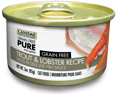 Canidae Grain-Free PURE Trout & Lobster Recipe with Slices in Delicate Fish Sauce Canned Cat Food, 3-oz, case of 12