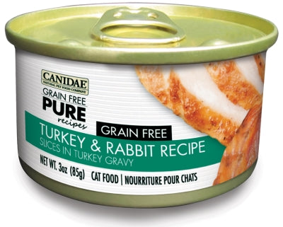 Canidae Grain-Free PURE Turkey & Rabbit Recipe with Slices in Turkey Gravy Canned Cat Food, 3-oz, case of 12