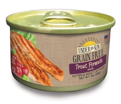 Under the Sun Grain-Free Trout Formula Pate Canned Cat Food, 3-oz, case of 12