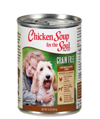 Chicken Soup for the Soul Chicken & Duck Stew Grain-Free Canned Dog Food, 13-oz case of 12