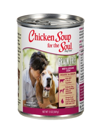 Chicken Soup for the Soul Beef & Legumes Stew Grain-Free Canned Dog Food, 13-oz, case of 12