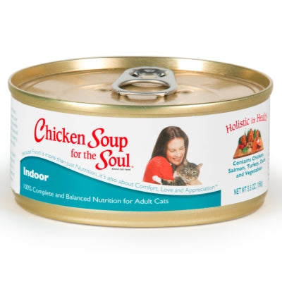 Chicken Soup for the Soul Indoor with Hairball Care Canned Cat Food, 5.5-oz, case of 24