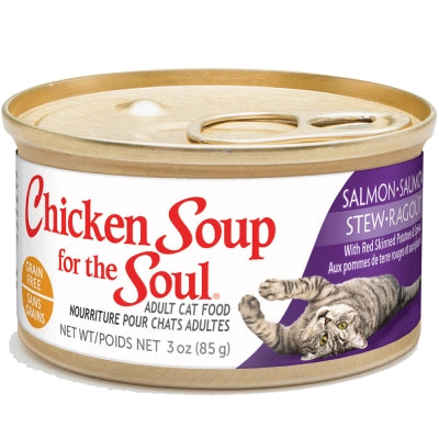 Chicken Soup for the Soul Salmon Stew with Red Skinned Potatoes & Spinach Adult Grain-Free Canned Cat Food, 3-oz, case of 24