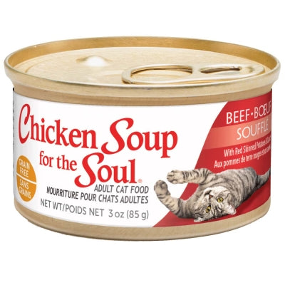 Chicken Soup for the Soul Beef Souffle with Red Skinned Potatoes & Carrots Adult Grain-Free Canned Cat Food, 3-oz, case of 24