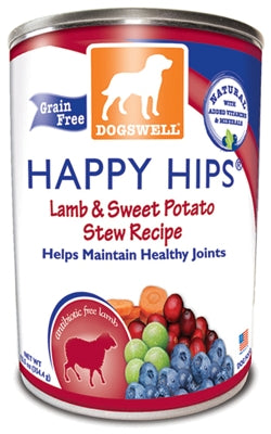 Dogswell Happy Hips Lamb & Sweet Potato Stew Recipe Grain-Free Canned Dog Food, 13-oz, case of 12