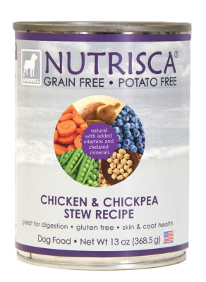 Nutrisca Grain-Free Chicken & Chickpea Stew Recipe Canned Dog Food, 13-oz, case of 12