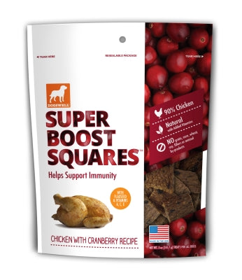 Dogswell Super Boost Squares Chicken with Cranberry Recipe Grain-Free Dog Treats, 5-oz bag