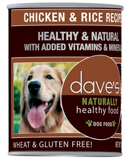 Dave's Pet Food Naturally Healthy Chicken & Rice Recipe Canned Dog Food, 13.2-oz, case of 12