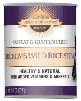 Dave's Pet Food Delectable Stews Chicken & Wild Rice Stew Canned Dog Food, 13.2-oz, case of 12