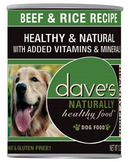 Dave's Pet Food Naturally Healthy Beef & Rice Recipe Canned Dog Food, 13.2-oz, case of 12