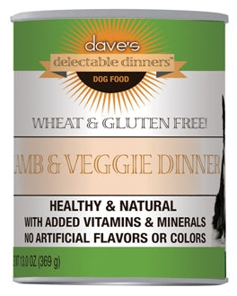 Dave's Pet Food Delectable Dinners Lamb & Veggie Canned Dog Food, 13-oz, case of 12