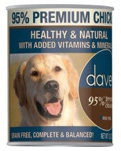 Dave's Pet Food 95% Premium Meats Grain-Free Chicken Recipe Canned Dog Food, 13-oz, case of 12