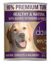 Dave's Pet Food 95% Premium Meats Grain-Free Turkey Recipe Canned Dog Food, 13-oz, case of 12