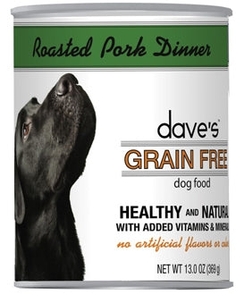 Dave's Pet Food Grain-Free Roasted Pork Dinner Canned Dog Food, 13-oz, case of 12