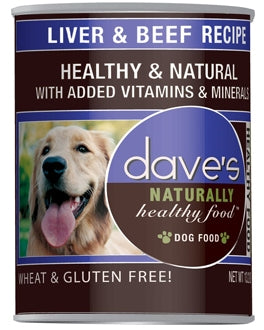 Dave's Pet Food Naturally Healthy Liver & Beef Recipe Canned Dog Food, 13-oz, case of 12