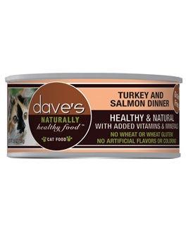 Dave's Pet Food Naturally Healthy Grain-Free Turkey & Salmon Dinner Canned Cat Food, 5.5-oz, case of 24
