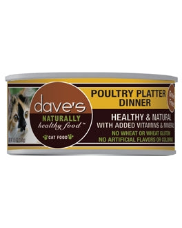 Dave's Pet Food Naturally Healthy Grain-Free Poultry Platter Dinner Canned Cat Food, 5.5-oz, case of 24