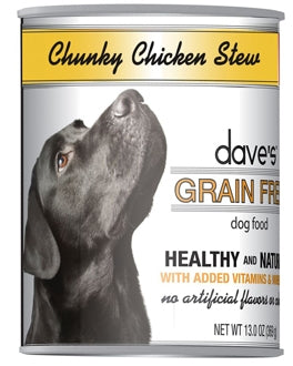 Dave's Pet Food Stewlicious Grain-Free Chunky Chicken Stew Canned Dog Food, 13-oz, case of 12