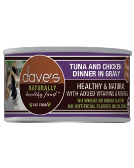 Dave's Pet Food Naturally Healthy Grain-Free Tuna & Chicken Dinner in Gravy Canned Cat Food